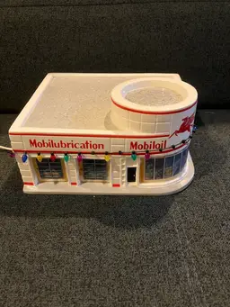 Hawthorne Village “Remembering Main Street” Mobilgas Station (lights up)