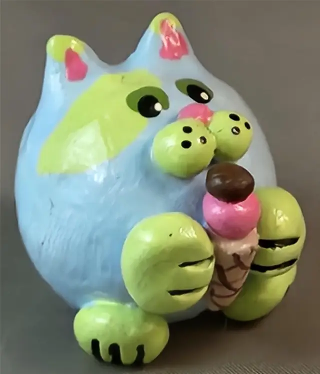 Shirley's Cats - Light Blue and Green with Ice Cream Cone