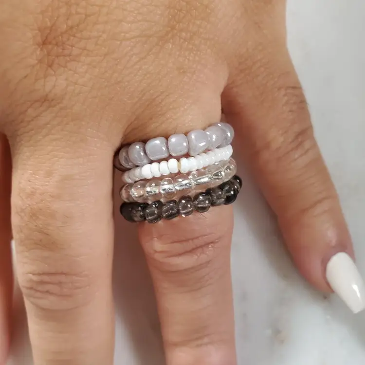 Seed Bead Flexible Ring Set Date Night