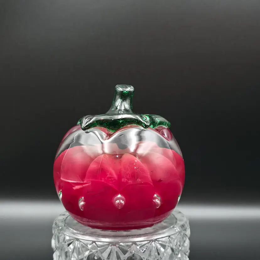 Joe Rice Tomato Paperweight Controlled Bubbles