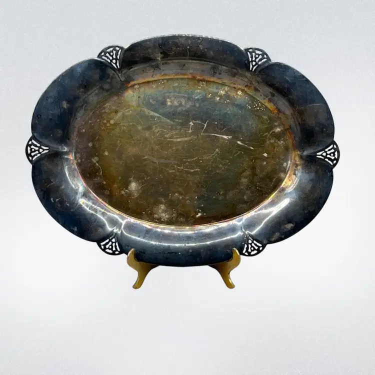 Vintage WM Rogers Silverplate Tray Reticulated Design 11”