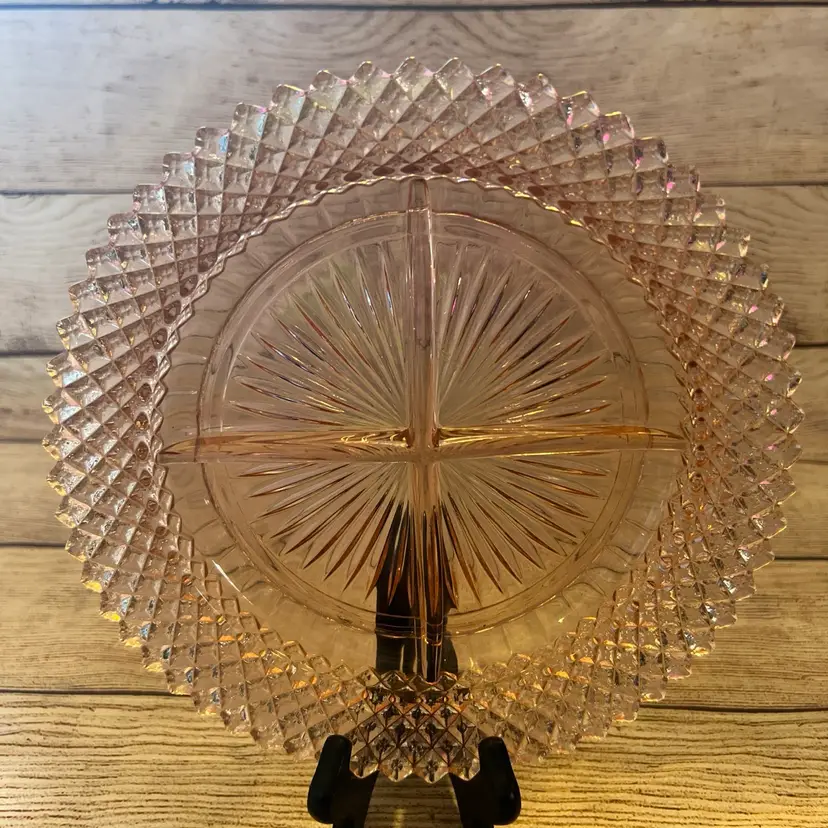 Anchor Hocking Miss America Pink Depression Glass 4-Part Divided Relish Dish 9β