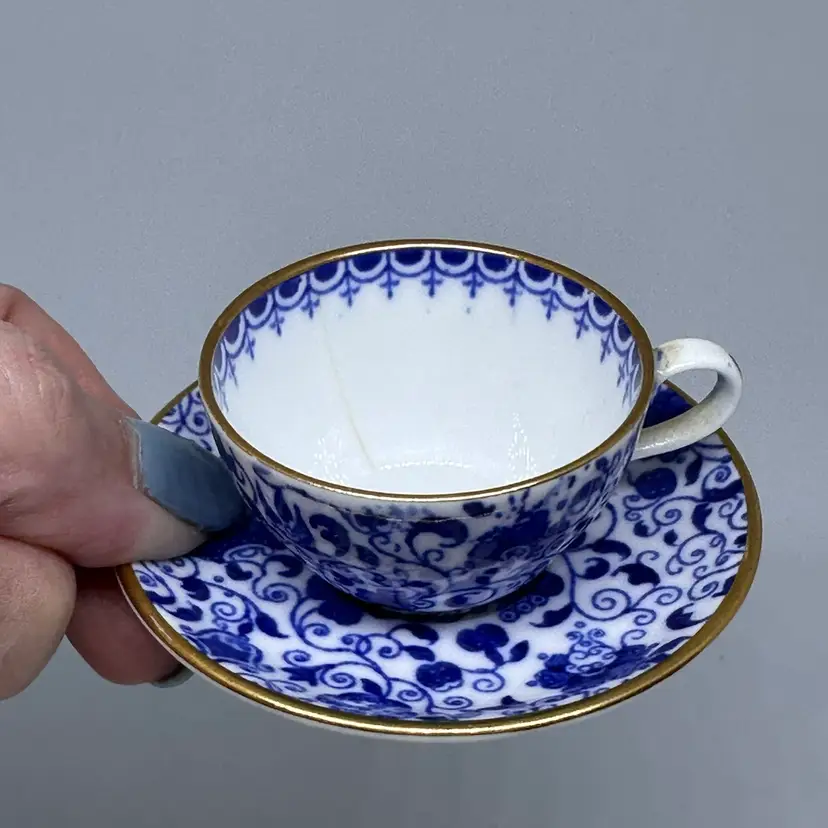 Miniature Spode Cup And Saucer Copeland England Blue And White Chintz VTG China