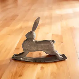 01 Made By Me Rustic Primitive Farmhouse Rocker Bunny Rabbit Wood Distressed Spring Decor