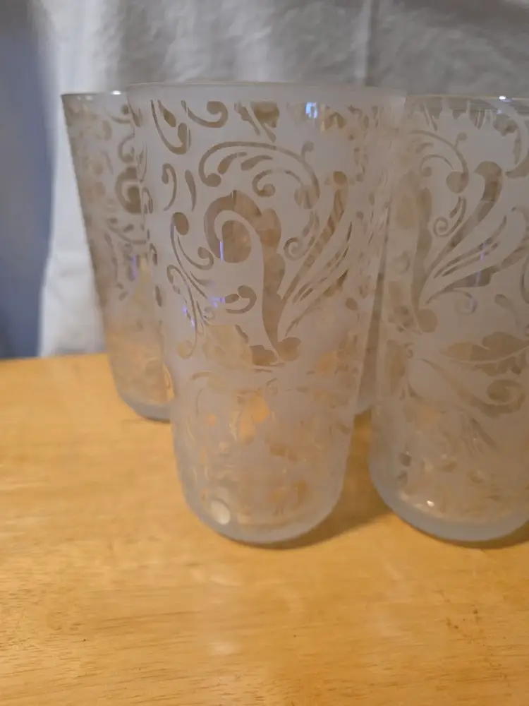 Vintage Etched Glass Tumbler Set