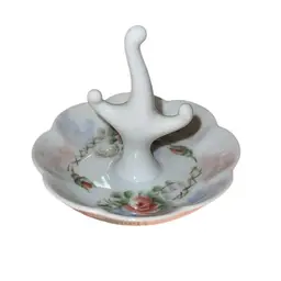 Vintage Porcelain Hand Painted Ring Holder 3”