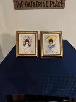 Vintage De Grazia Flower Girl And Flower Boy Set Of 2. 12 X 10 Inches