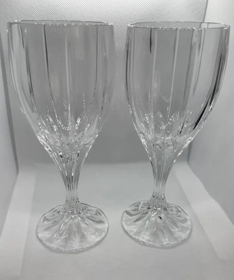 Pair Of Mikasa “Park Lane” Cut Crystal Wine Glasses