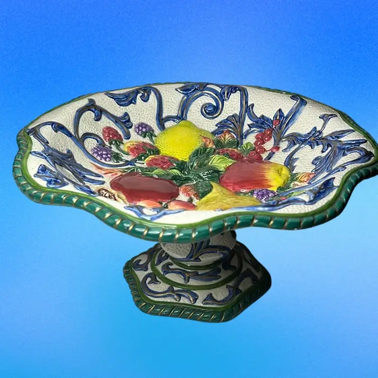 Vintage Fritz & Floyd Florentine Fruit Pedestal Centerpiece.