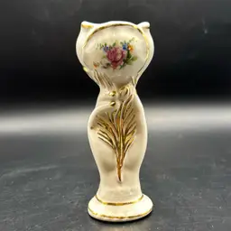 #01 - Vintage Crown Stafford Hand Holding Flower Bone China Figurine Bud Vase