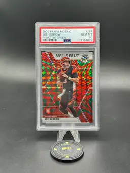 2020 Panini Mosaic - NFL Debut Mosaic Reactive Green Prizm #261 Joe Burrow (RC) PSA 10