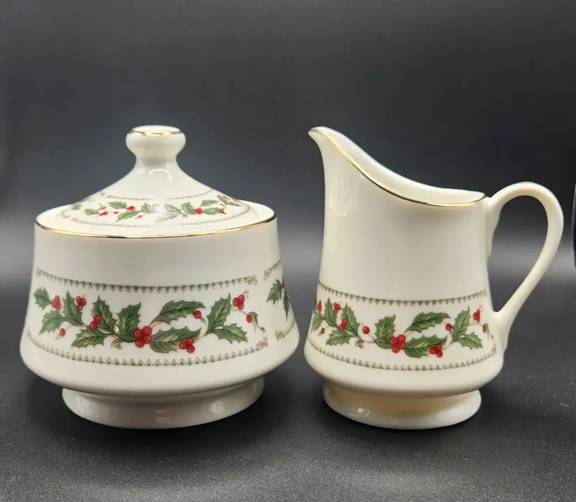 Holiday Creamer and Lidded Sugar Bowl
