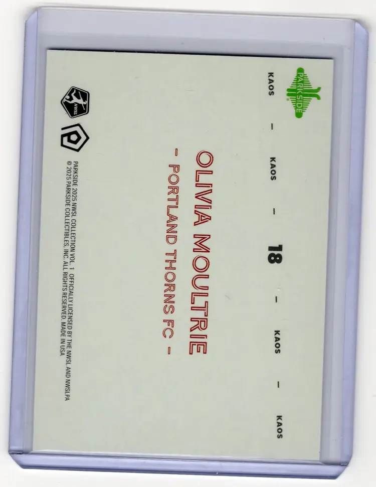 2025 Parkside NWSL Vol 1 Olivia Moultrie Kaos