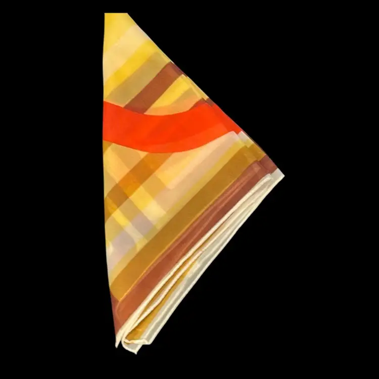 Small 1970s scarf, orange, brown, yellow and white