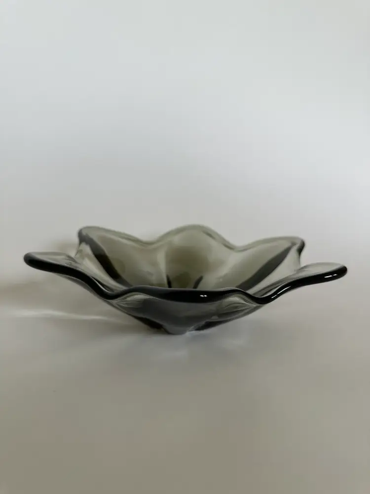 Smoky Gray Black Glass Bowl