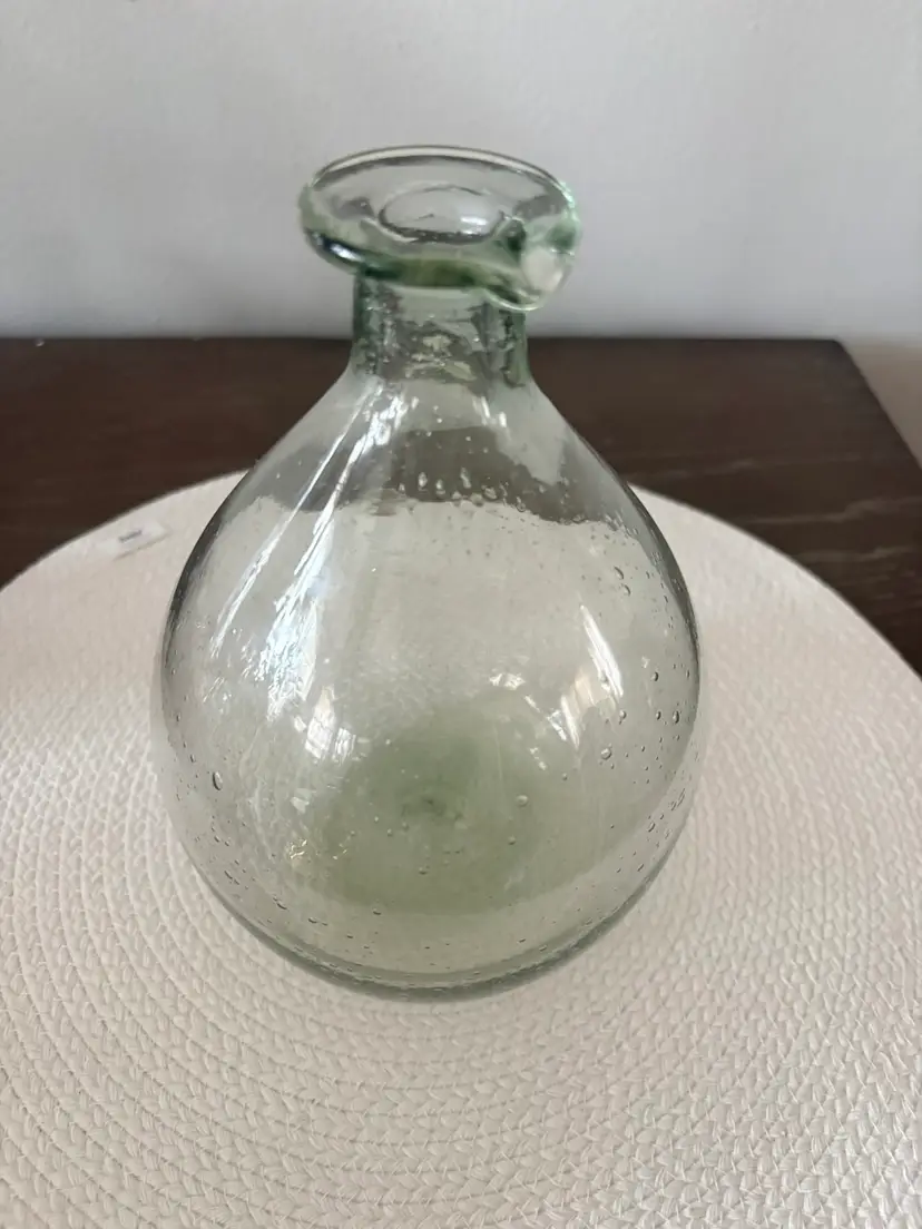 Vintage Hand Blown Green Glass Decanter