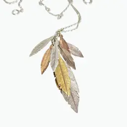 Italian Signed Sterling Gold Vermeil Leaf Necklace