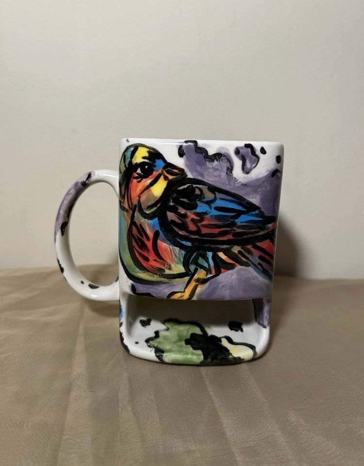 Ceramic Hand Painted Bird Mug