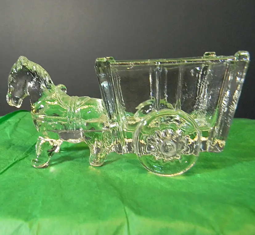 Art Glass Horse/Donkey pulling a cart/wagon