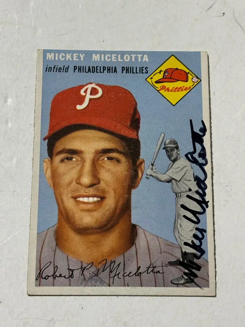 1954 Topps #212 Mickey Micelotta Philadelphia Phillies Signed Vintage