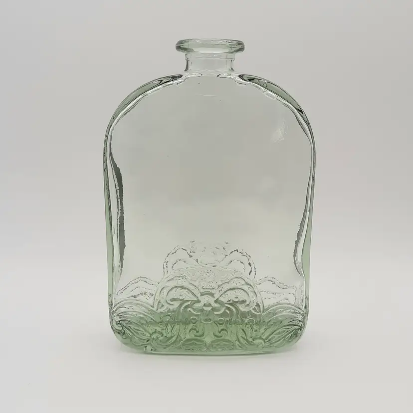 Pale Green Glass Bottle Vase with Embossed Design Made in Spain Pier 1 Imports