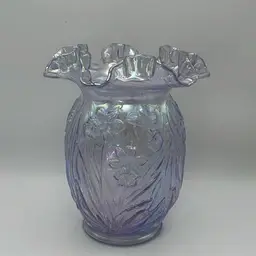 Vintage Fenton Opalescent Daffodil Ruffled Vase, 8” Tall x 6” Wide