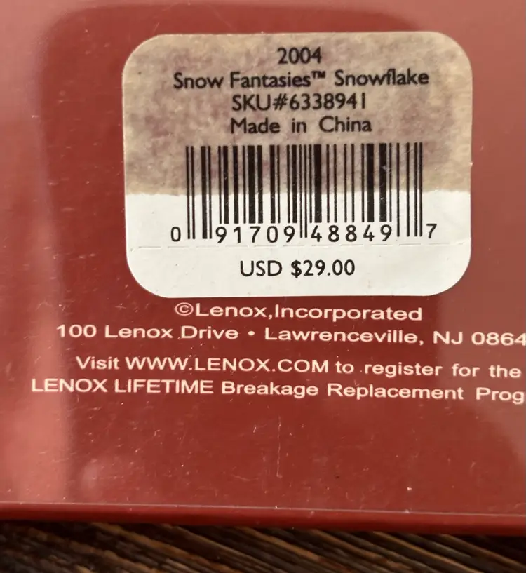 Lenox Porcelain Snowflake New Old Stock Original Box Vintage
