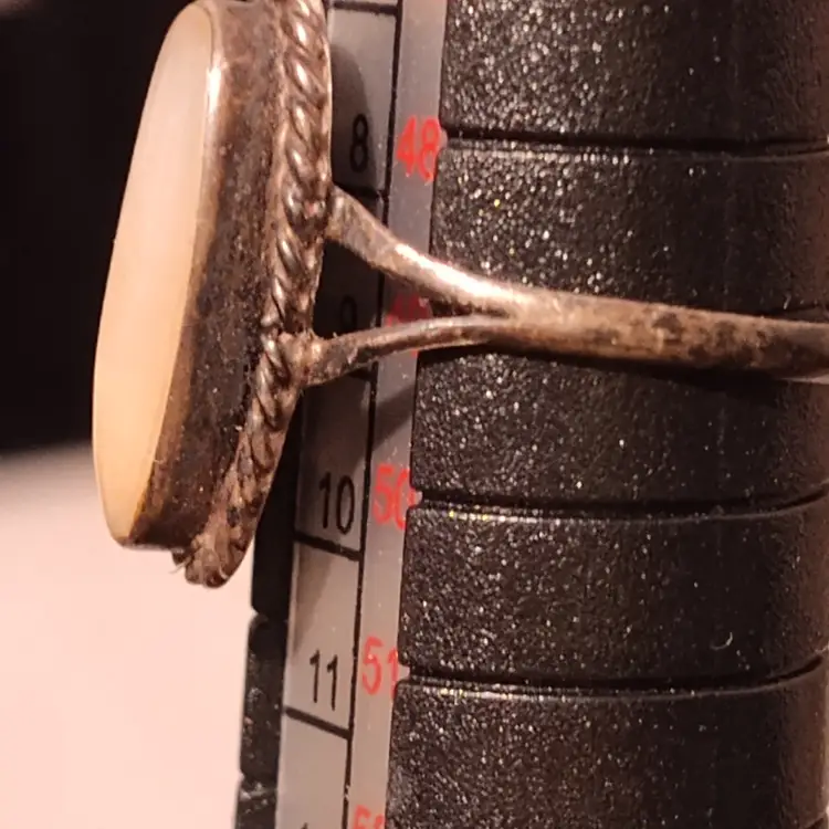 Old Pawn Mother of Pearl Sterling Silver Ring Vintage Unpolished