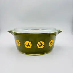 Vintage Pyrex Zodiac Casserole Dish Clear Lid with Gold Star Pattern 1961