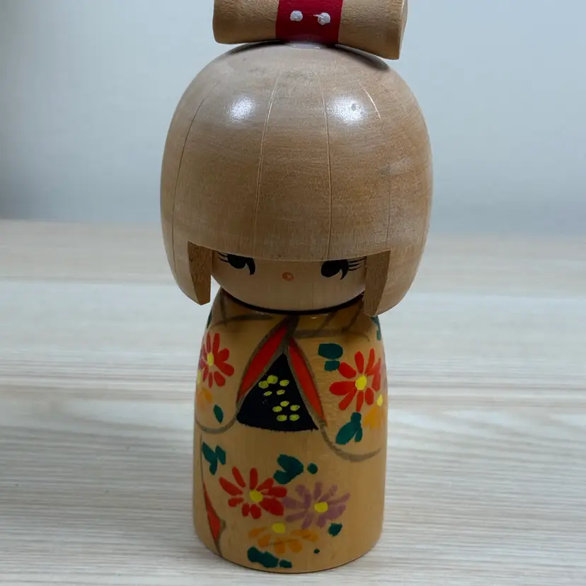 Hand Painted Multi Floral Small Kokeshi Doll