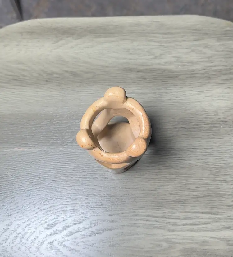 HANDCARVED KENYA SOAPSTONE ABSTRACT 3 PERSON SCULPTURE “CIRCLE OF FRIENDS”