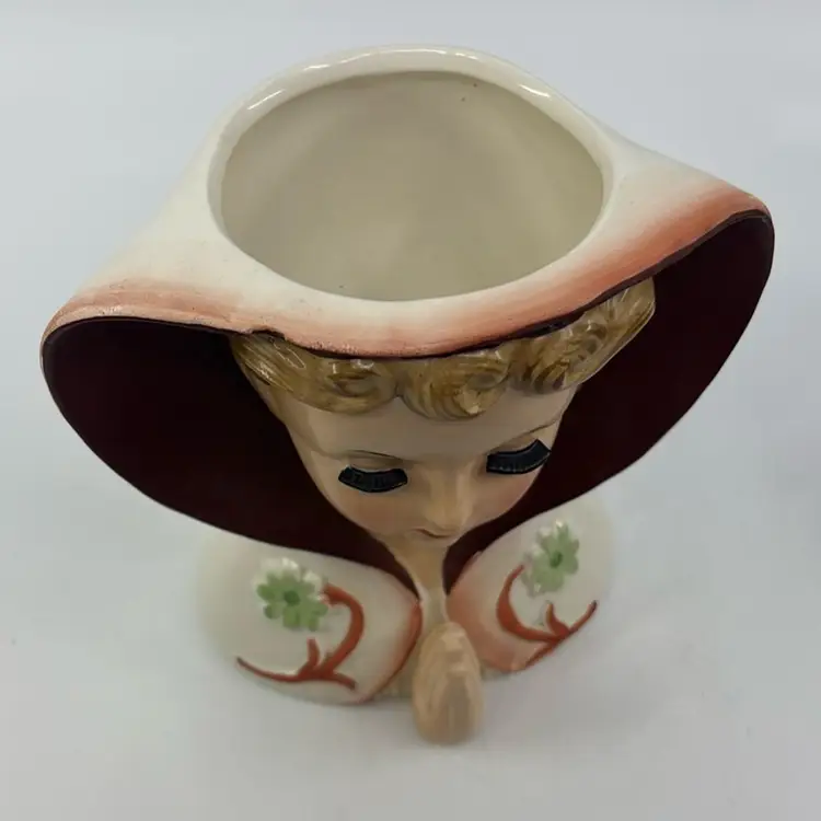 HTF Vintage Ugaco Praying Lady Head Vase 5.75H 5.5W Read