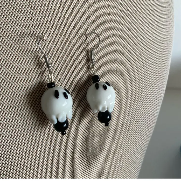 1990’s 3D Spooky Handmade Glass Ghost Earrings