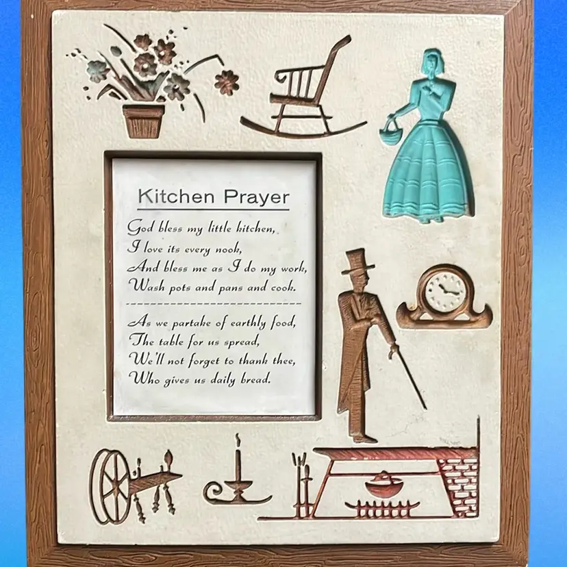 Vintage Chalkware Kitchen Prayer Wall Decor