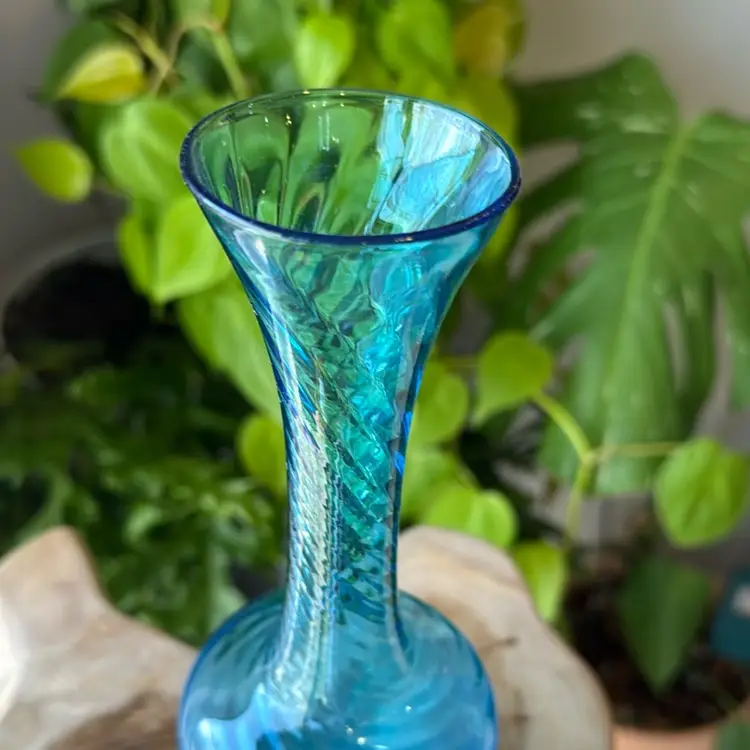 Vibrant Turquoise 8” Glass Vase