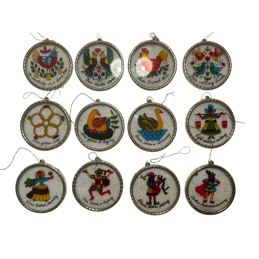 Vintage 12 Days of Christmas Ornaments