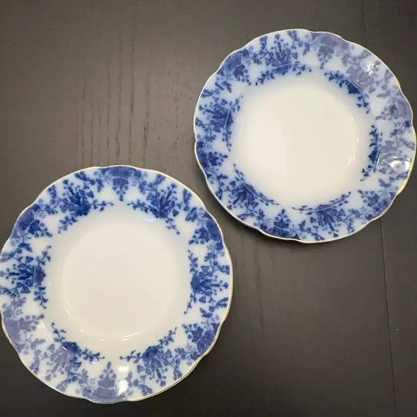 Pair Of Antique Ridgways Osborne Blue Semi Porcelain 9-Inch Bowls
