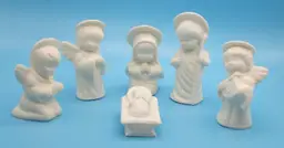 Vintage Bisque Porcelain Christmas Nativity Set 6 Pieces