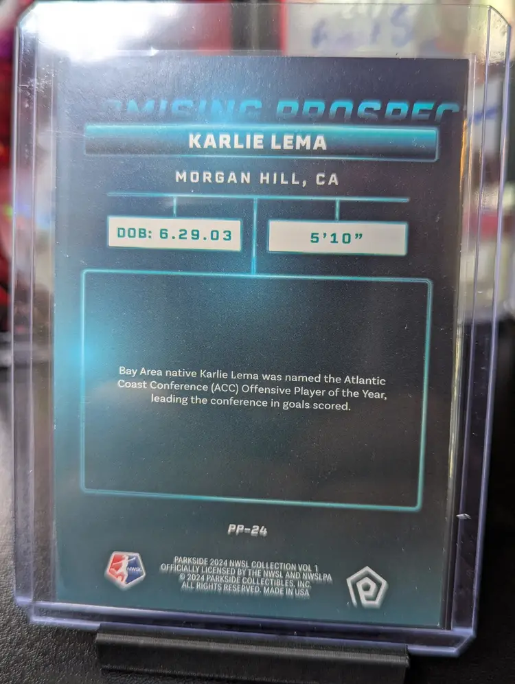 2025 Parkside NWSL Vol 1 Promising Prospect Karlie Lema Bay FC