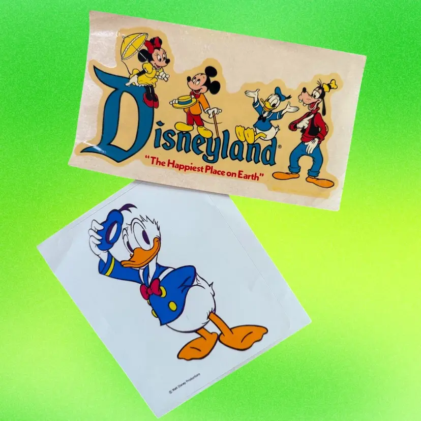 Vintage Disney Decal/Stickers - 2 Pc - Disneyland & Donald Duck