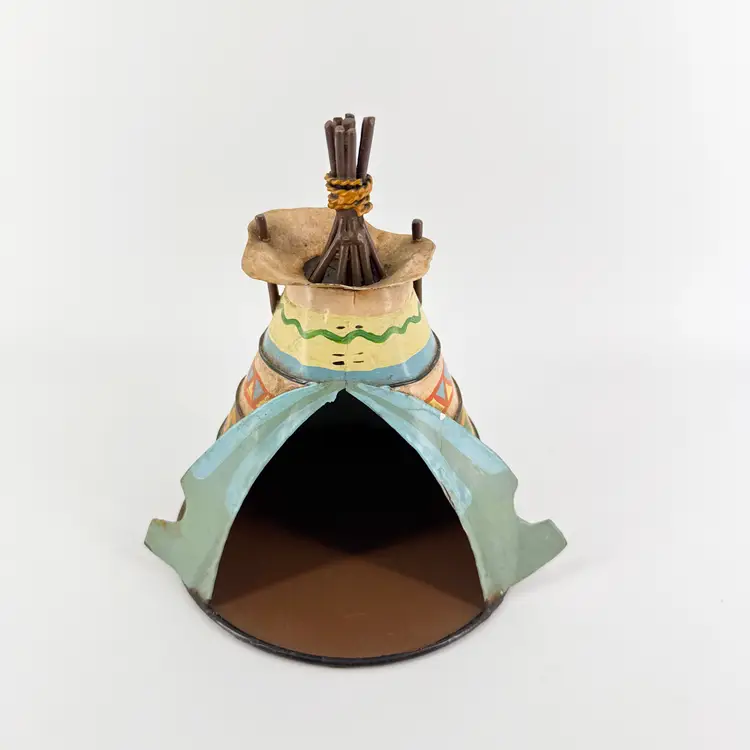Hand Painted Metal TeePee Native American Village Decor