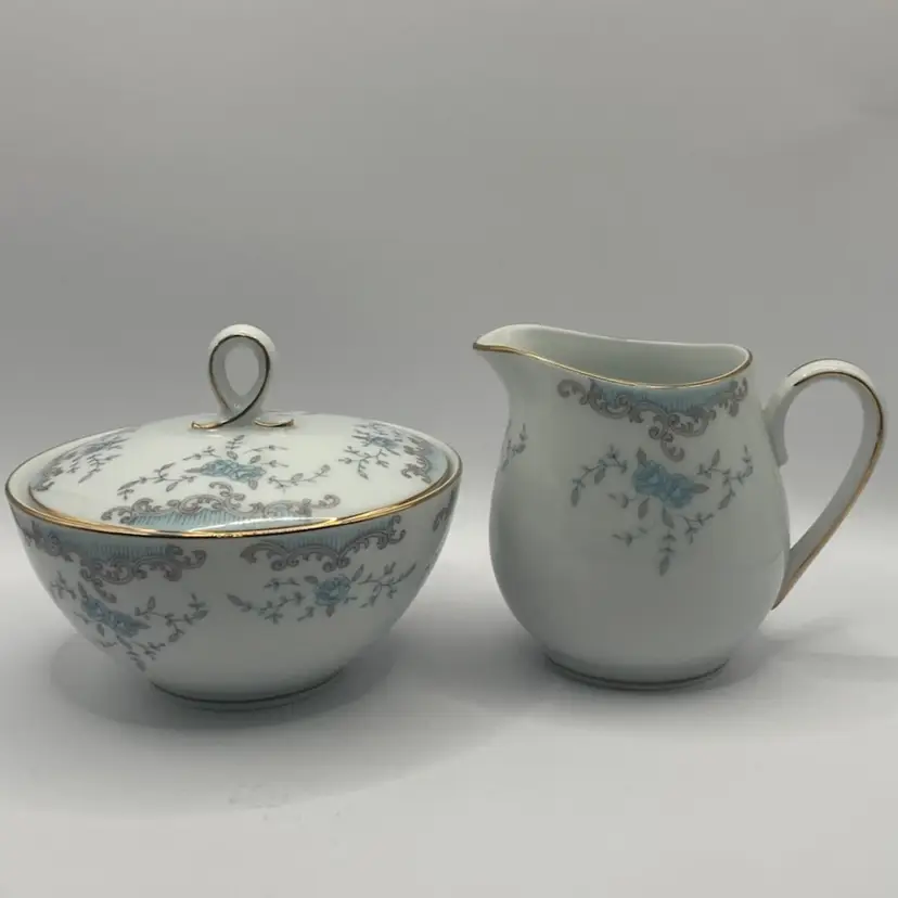 Vtg Imperial China (Japan) designed by W. DALTON , “Seville” Lidded Sugar And Open Creamer