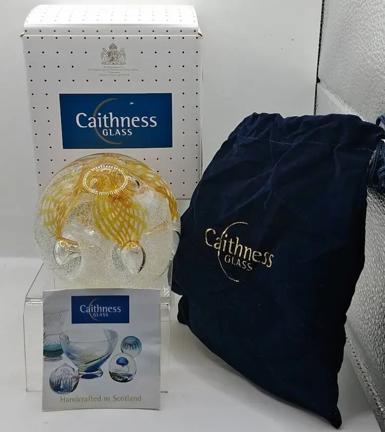 Caithness, Scotland NEW IN BOX, CONGRATULATIONS-GOLD Paperweight