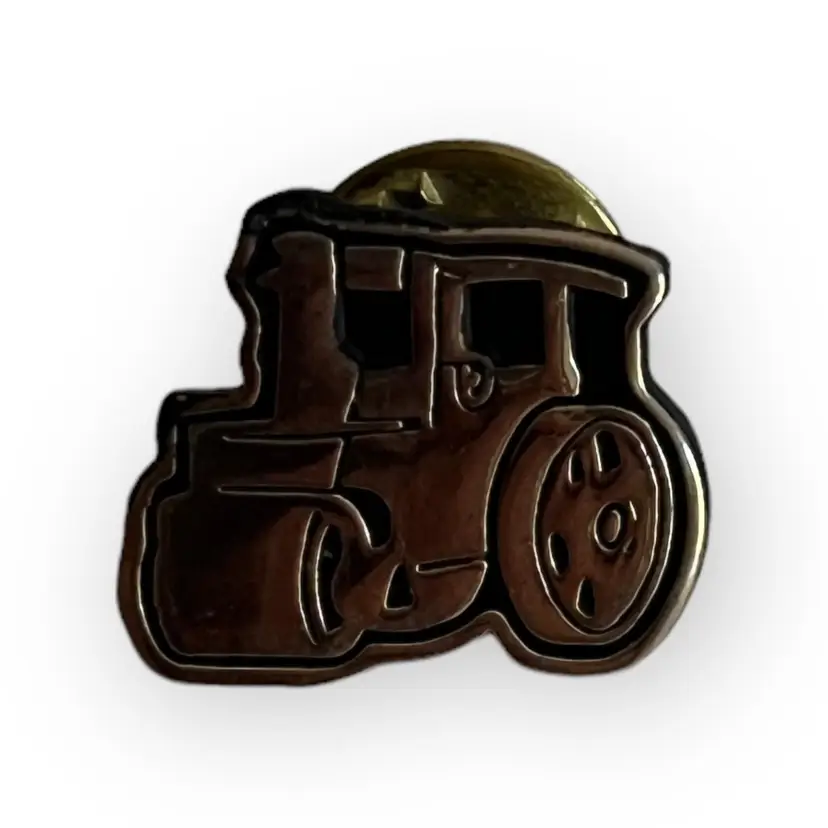 Vintage Construction Equipment Steamroller Metal Pin. Gold Tone Collectible Lapel Jacket Pin. Biker Pin- Button Collection.