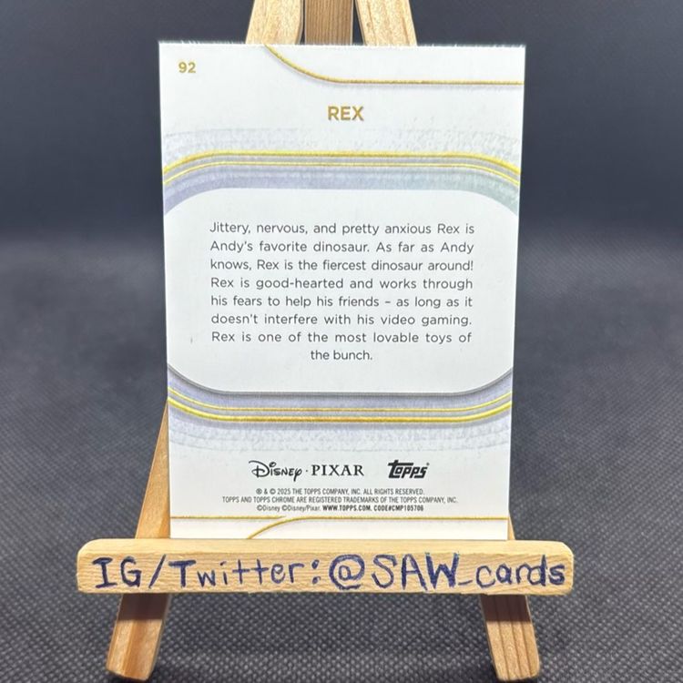 Rex 2025 Topps Chrome Disney Yellow Mini Diamond