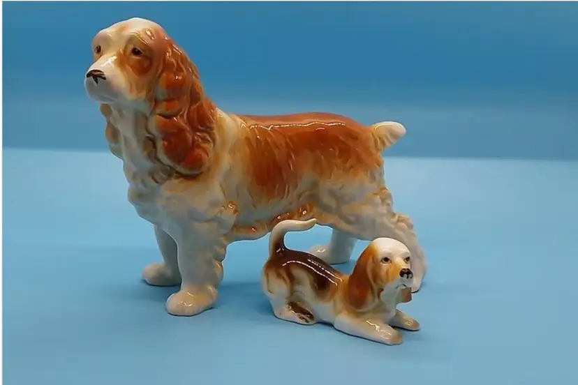 Vintage Ceramic Spaniel Dog Figurines