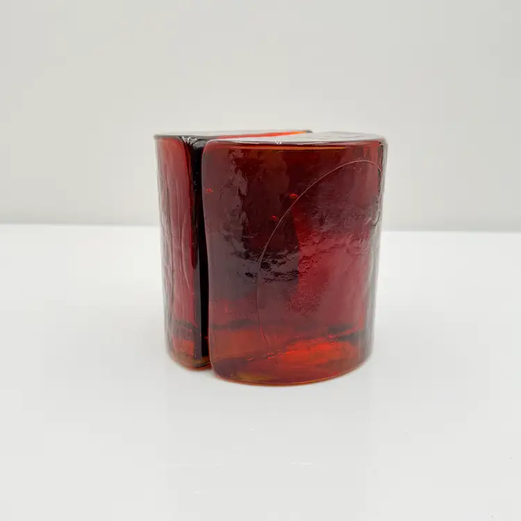 Blenko Amber Rootbeer Color Half Moon Bookends