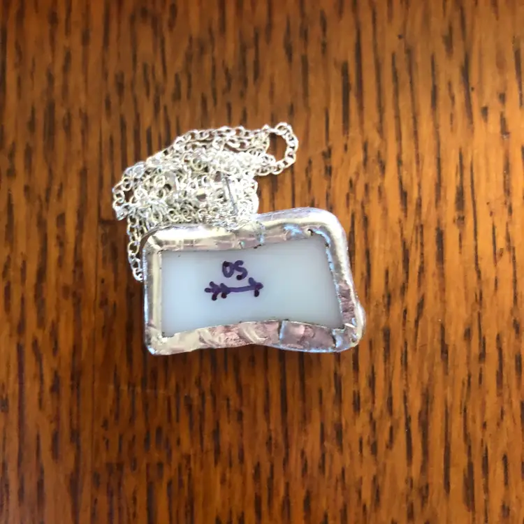 Oodelally Shop Broken Cup Artisan Made Pendant Corning Holly Days Mug Handcrafted Necklace 1 in x 3/4 in