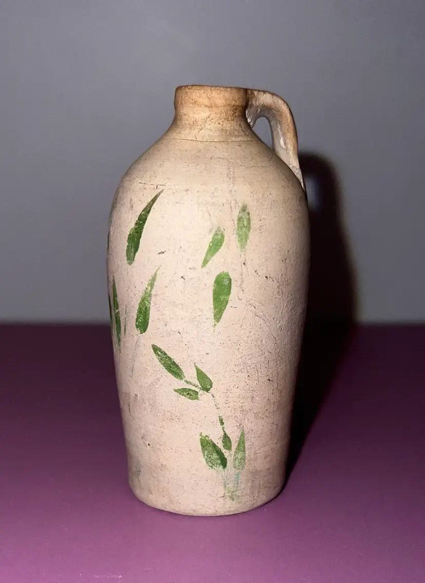 Antique Hand Made Clay Pottery Bottle  3” Vessel