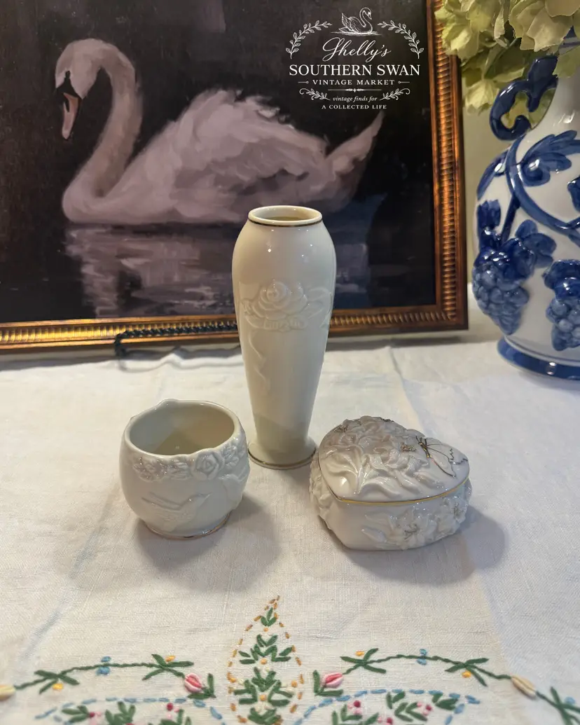 Lenox Trio: Heart Trinket Box, Votive, Bud Vase